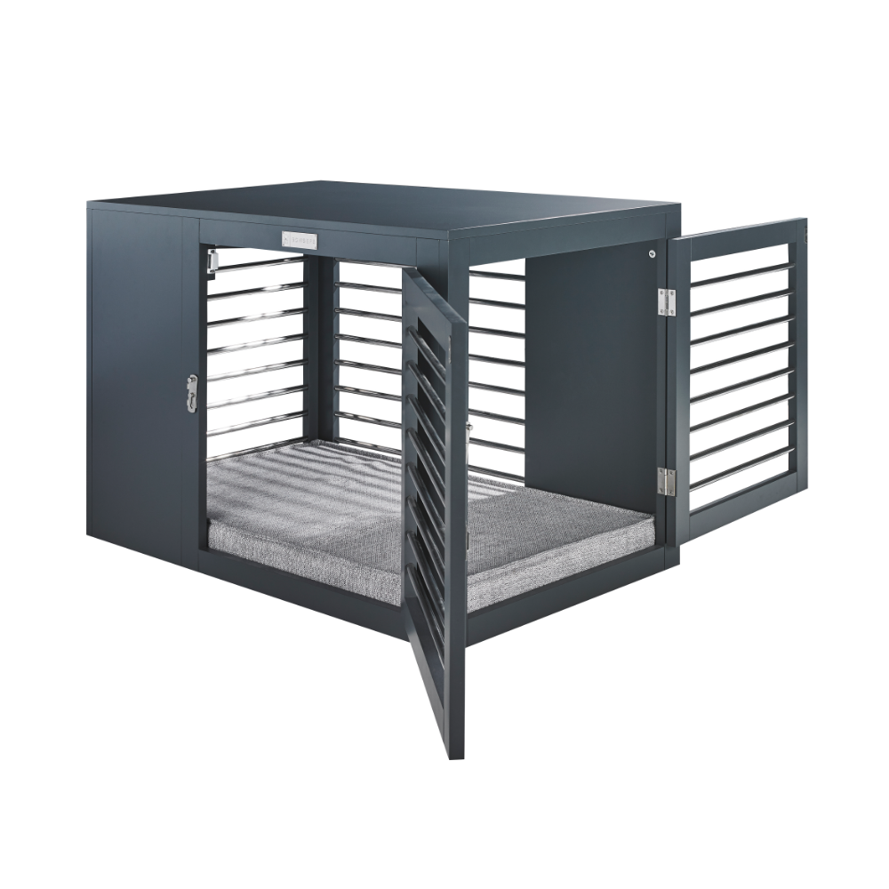 Moderno Dog Crate in Grey<br>(Direct Ship) Dog Beds BOWSER'S PET PRODUCTS   