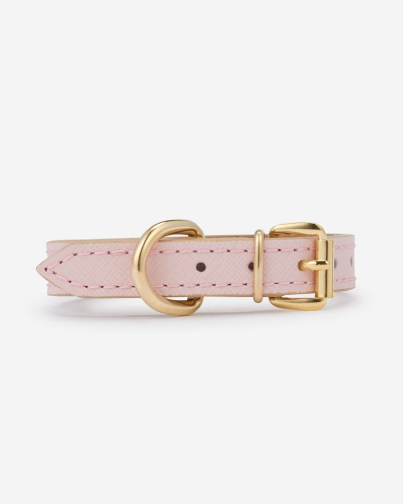 Small Dog Collar in Blush Pink Leather (Made in Italy) (FINAL SALE) Dog Collars BRANNI   