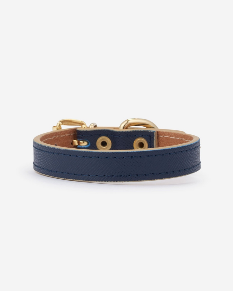 Small Dog Collar in Navy Leather (Made in Italy) (FINAL SALE) WALK BRANNI   
