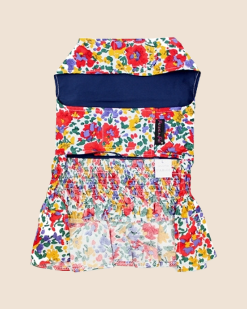 Ruched Floral Print Dog Dress (CLEARANCE) Dog Apparel PARISIAN PETS   