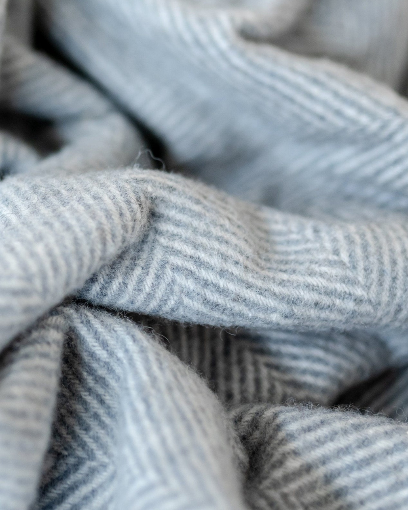 Recycled Wool Pet Blanket in Charcoal Herringbone HOME THE TARTAN BLANKET CO.   