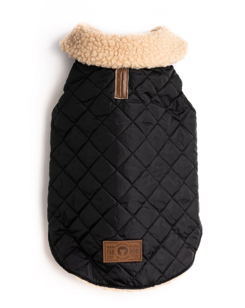 Black Quilted Faux Shearling Dog Coat (FINAL SALE) Wear FAB DOG   