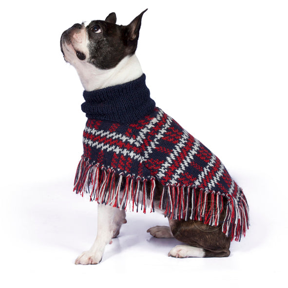 ALQO WASI | Blue Plaid Sweater Poncho Apparel ALQO WASI   