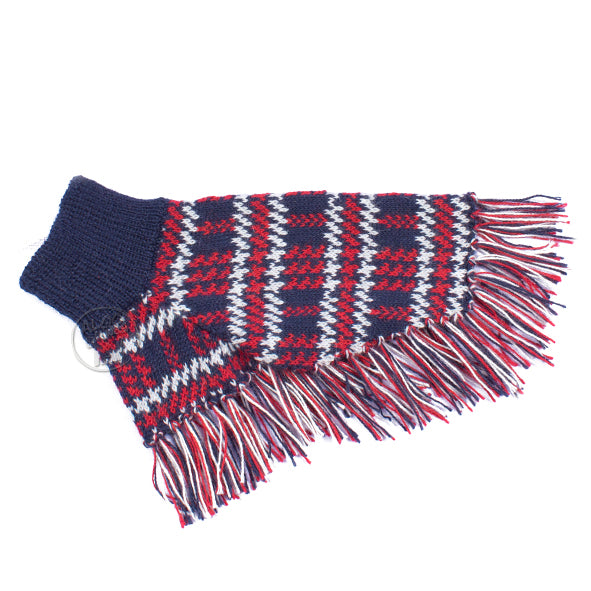 ALQO WASI | Blue Plaid Sweater Poncho Apparel ALQO WASI   