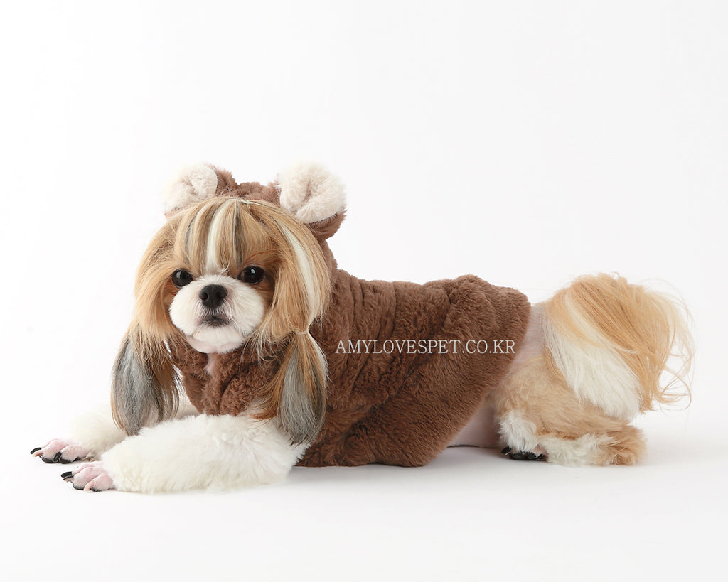 AMY LOVES PET | Furry Brown Bear Hoodie Apparel AMY LOVES PET   