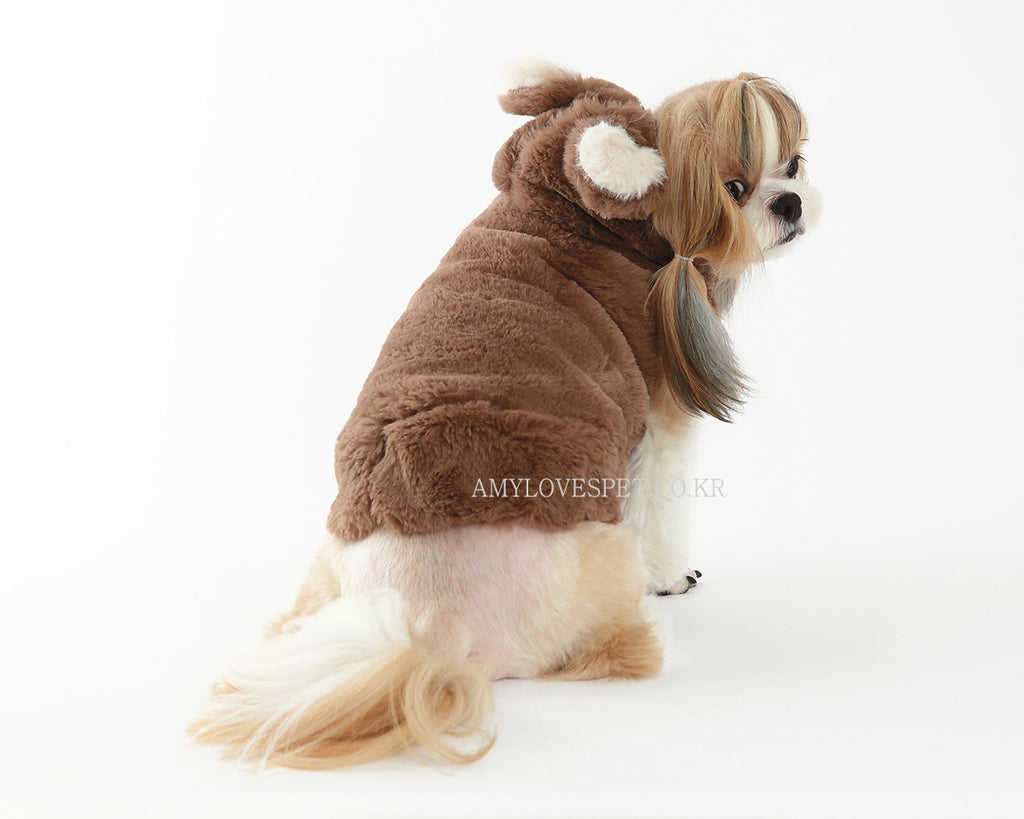AMY LOVES PET | Furry Brown Bear Hoodie Apparel AMY LOVES PET   