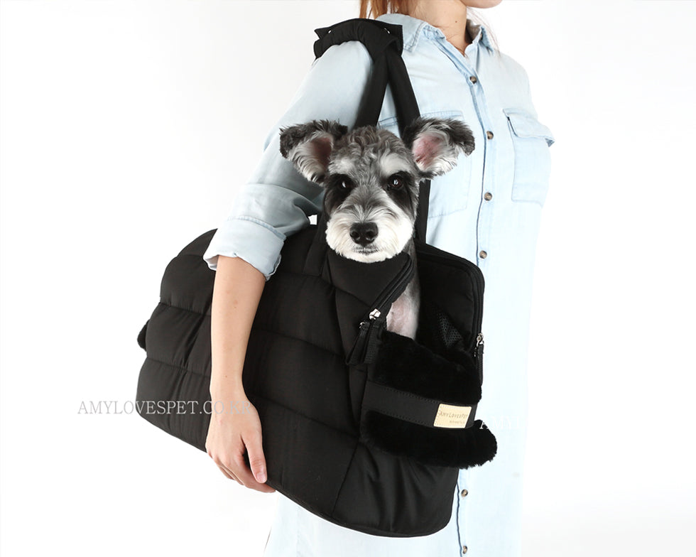 AMY LOVES PET | Rene Padded Shoulder Bag in Black Carry AMY LOVES PET   