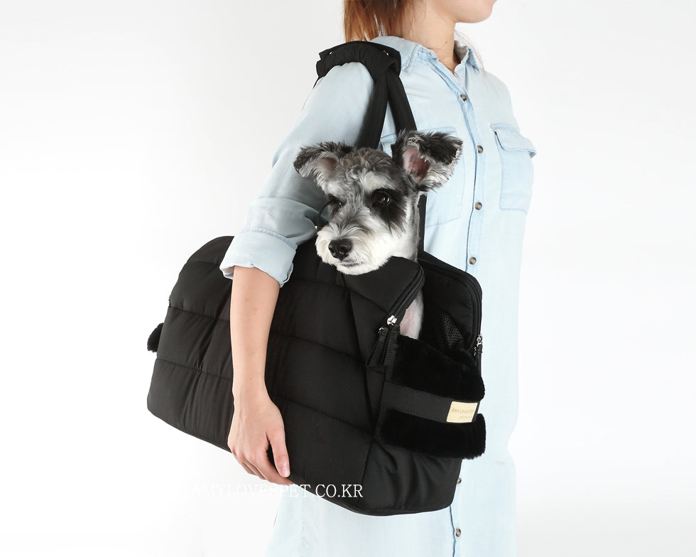 AMY LOVES PET | Rene Padded Shoulder Bag in Black Carry AMY LOVES PET   