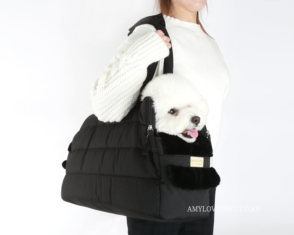AMY LOVES PET | Rene Padded Shoulder Bag in Black Carry AMY LOVES PET   