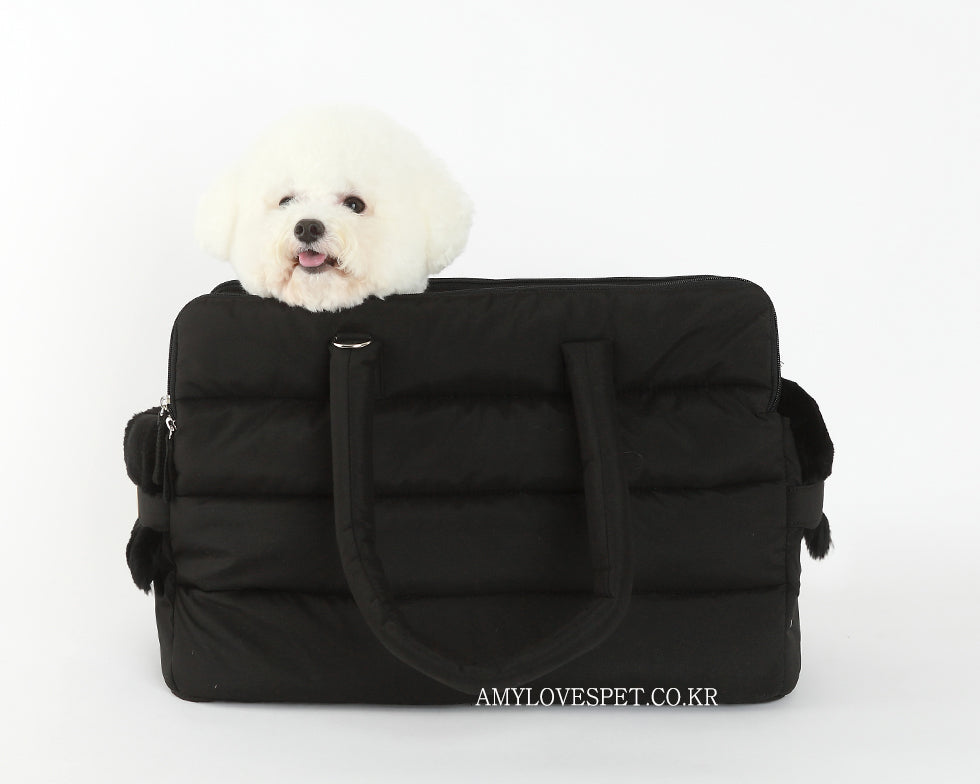 AMY LOVES PET | Rene Padded Shoulder Bag in Black Carry AMY LOVES PET   