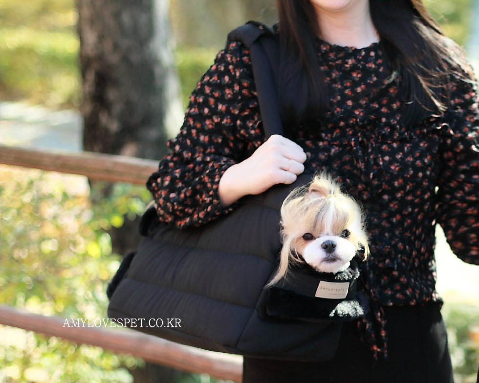 AMY LOVES PET | Rene Padded Shoulder Bag in Black Carry AMY LOVES PET   