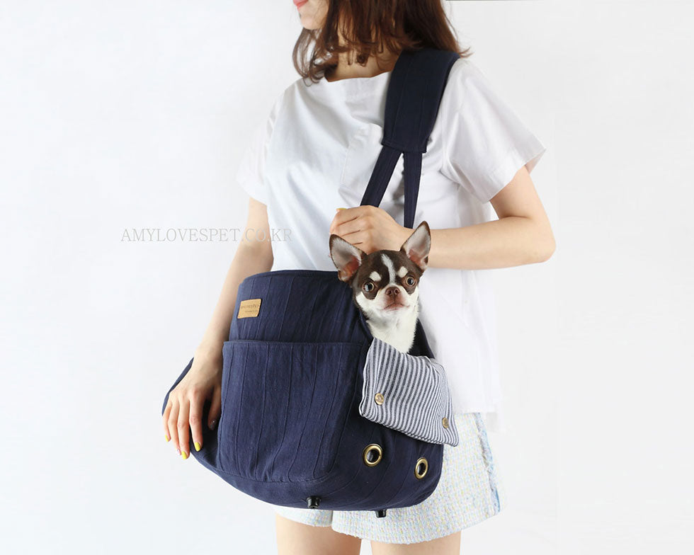 ALP | V Shoulder Bag in Navy Carry AMY LOVES PET   