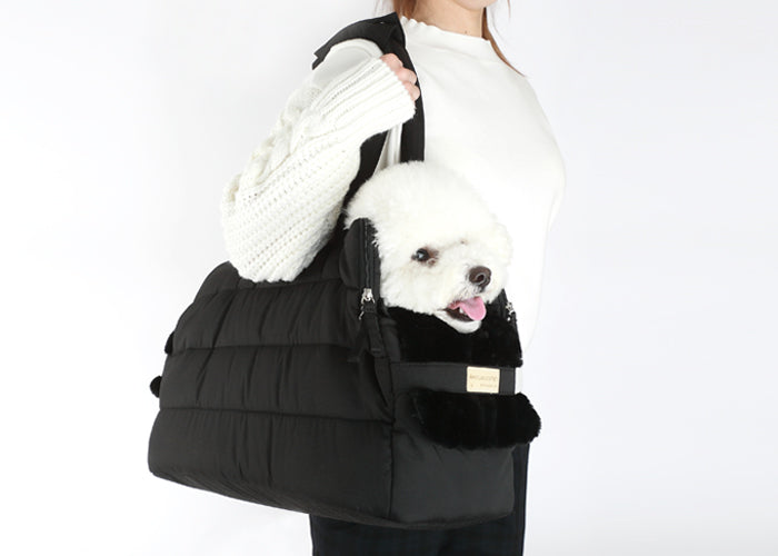 AMY LOVES PET | Rene Padded Shoulder Bag in Black Carry AMY LOVES PET   