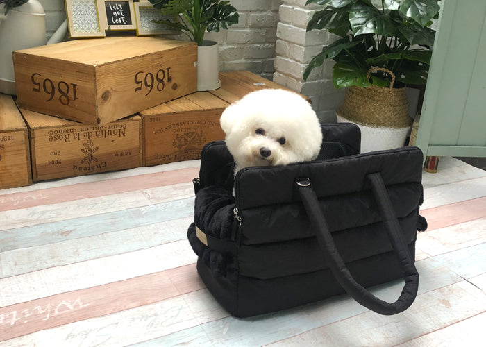 AMY LOVES PET | Rene Padded Shoulder Bag in Black Carry AMY LOVES PET   