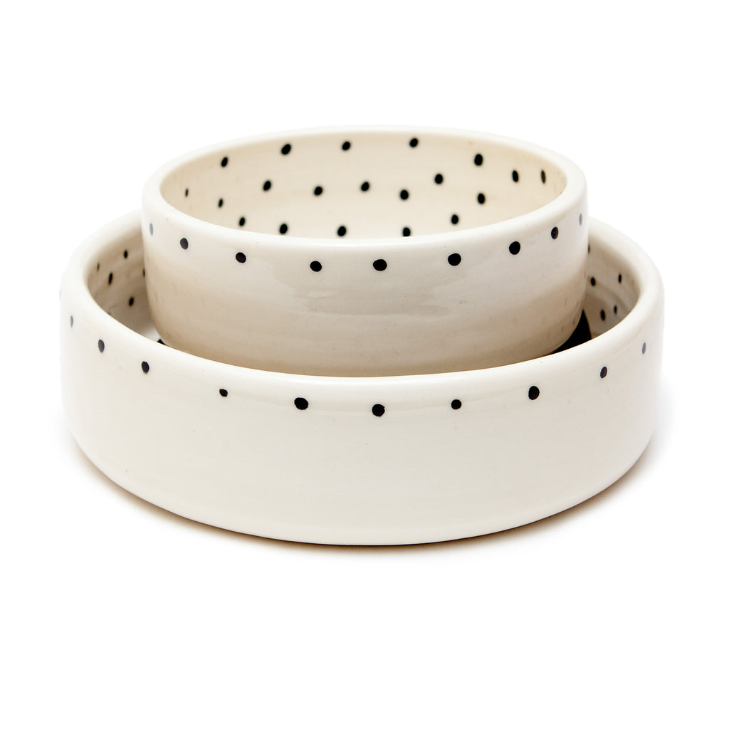 Dots Dog Bowl in Black + White (Dog & Co. Exclusive) EAT BTW CERAMICS   