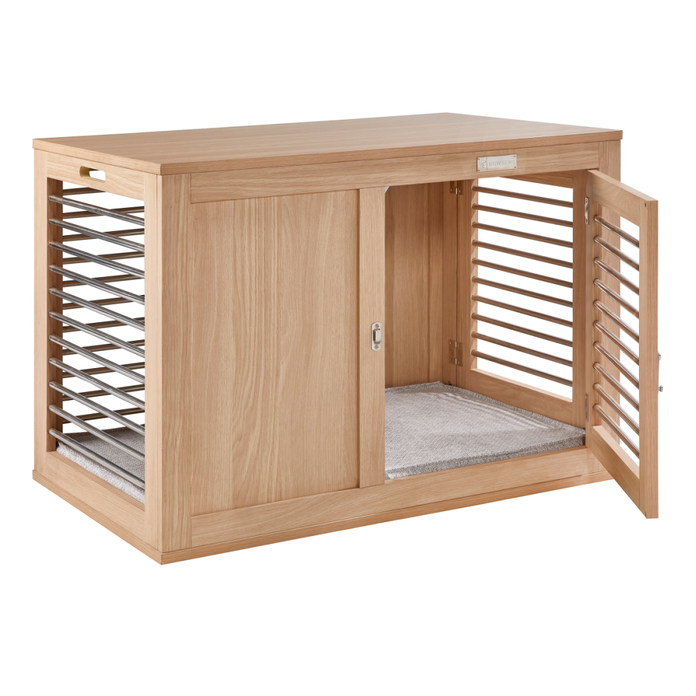 Moderno Dog Crate in White Oak<br>(Direct Ship) Dog Beds BOWSER'S PET PRODUCTS   