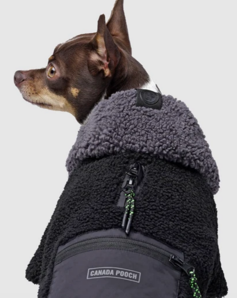 Cool Factor Fleece Dog Hoodie in Black & Grey <br> << FINAL SALE >> Wear CANADA POOCH   