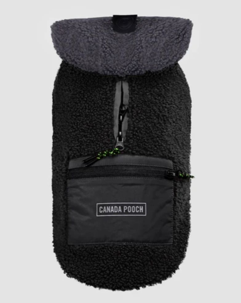 Cool Factor Fleece Dog Hoodie in Black & Grey <br> << FINAL SALE >> Wear CANADA POOCH   