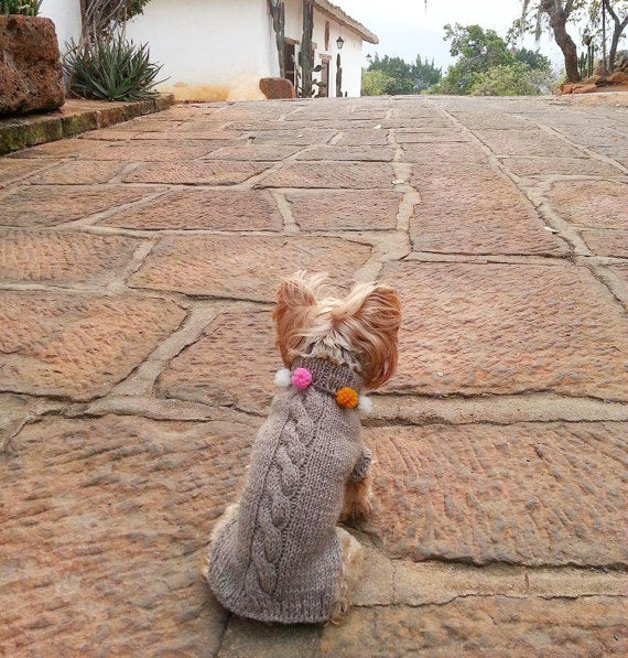 CASA LUNA | Cable Knit Pom-Pom Sweater in Oatmeal Apparel CASA LUNA   