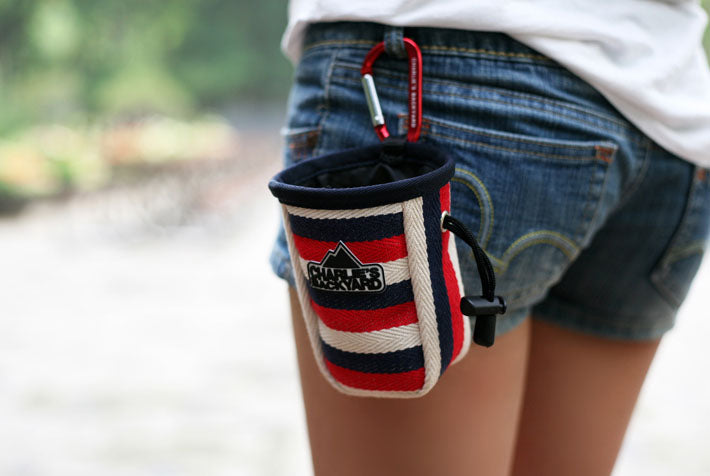 Dog Treat Bag in Navy Stripe WALK CHARLIE'S BACKYARD   