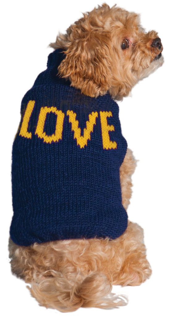"Love" Knit Dog Sweater in Navy Alpaca  << CLEARANCE >> Wear CHILLY DOG   