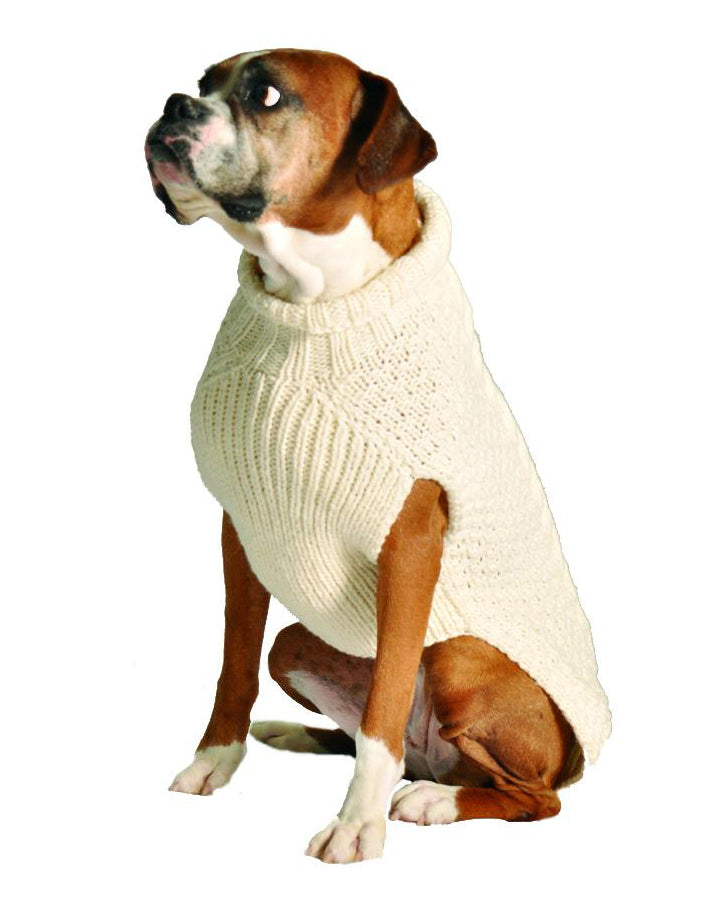 Cable Knit Wool Dog Sweater in Natural << CLEARANCE >> Wear CHILLY DOG   