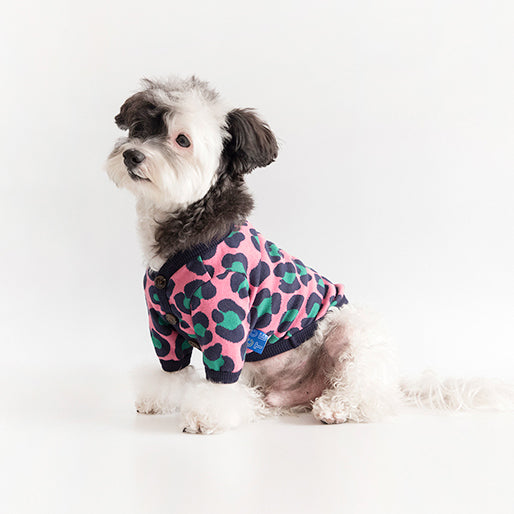 COTE A COTE | Leopard Cardigan in Pink Apparel COTE A COTE   