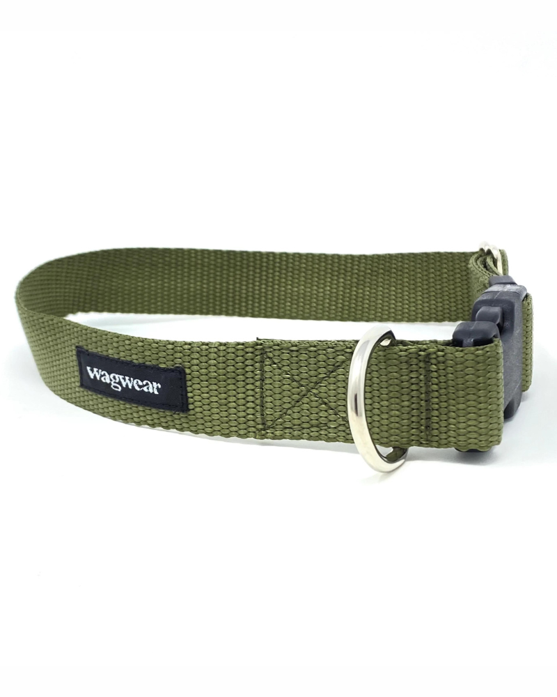 Nylon Metropolitan Collar in Olive Green (Made in the USA) WALK WAGWEAR   