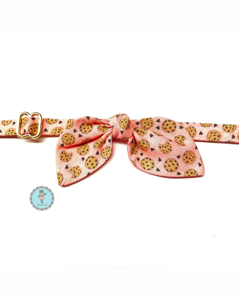 Cookies Cat Collar and Bowtie Set in Pink (Made in the USA) CAT WHISKERS CRAFTS   