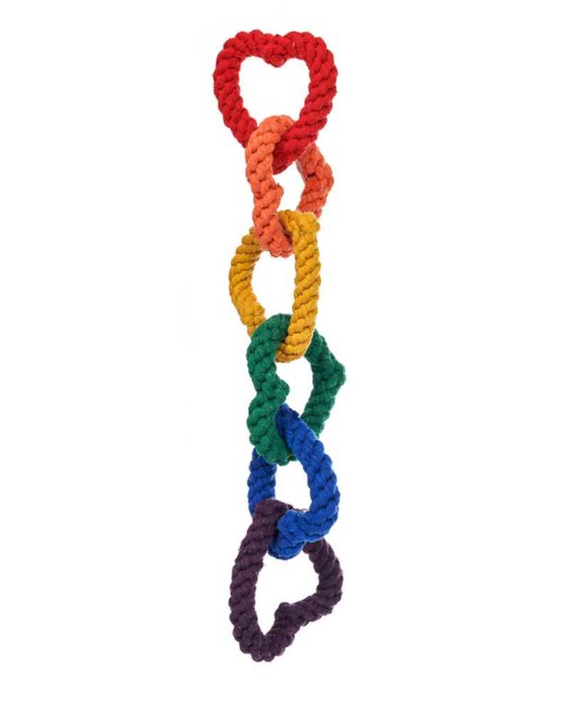 6 Chain Heart Rope Dog Toy in Rainbow Play JAX & BONES   