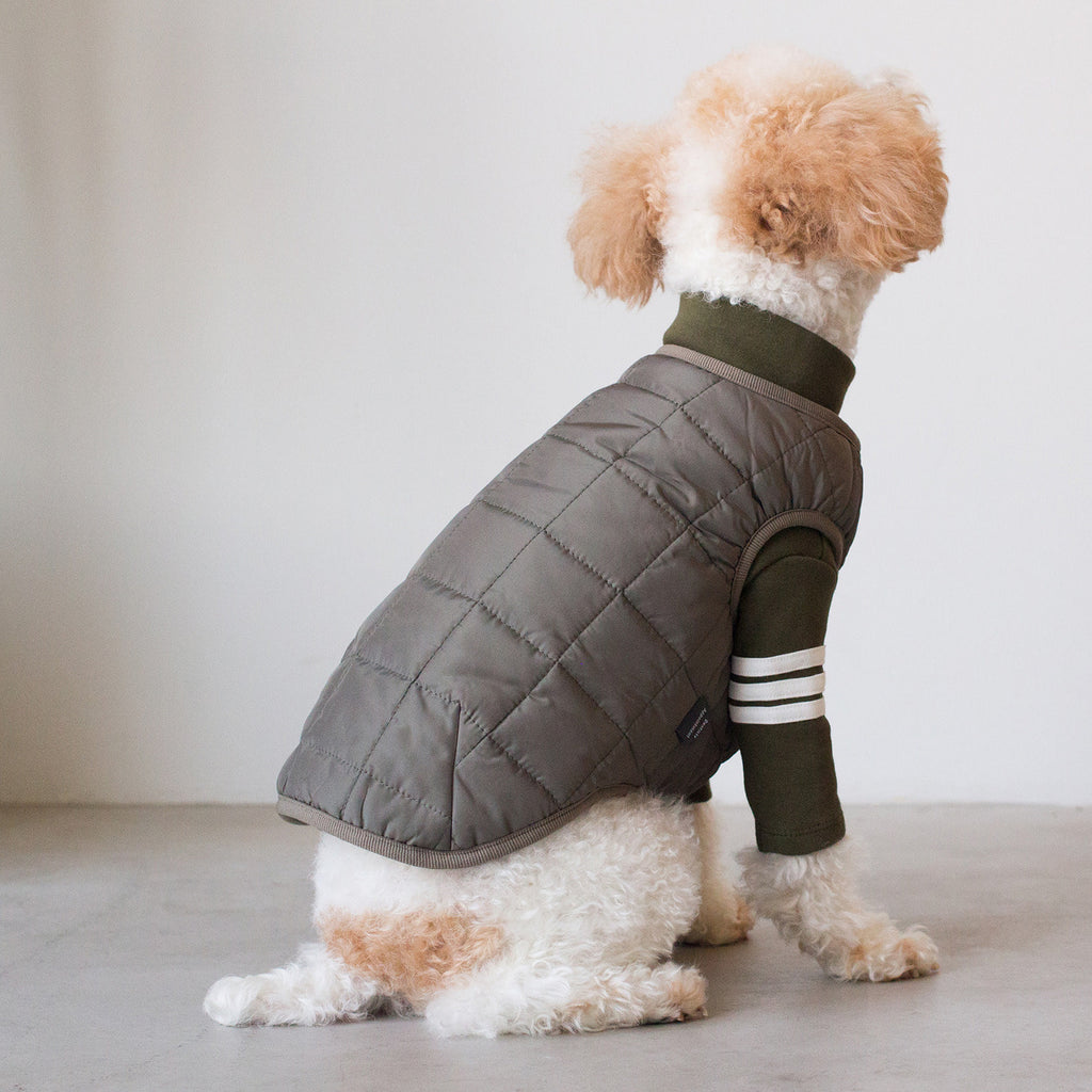 DENTISTS APPOINTMENT | Warm Quilted Vest in Khaki (w/ Harness Hole) Apparel DENTISTS APPOINTMENT   