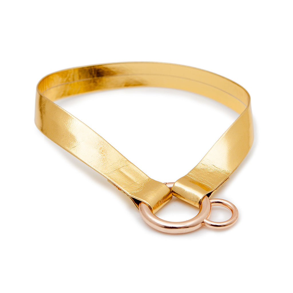 DNY | Choker Tag Holder in Metallic Gold Accessories DNY   