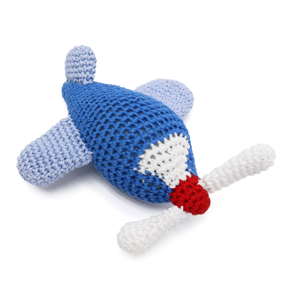 Airplane Squeaky Knit Dog Toy Play DOGO   