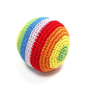 Rainbow Ball Knit Squeaky Dog Toy Play DOGO   