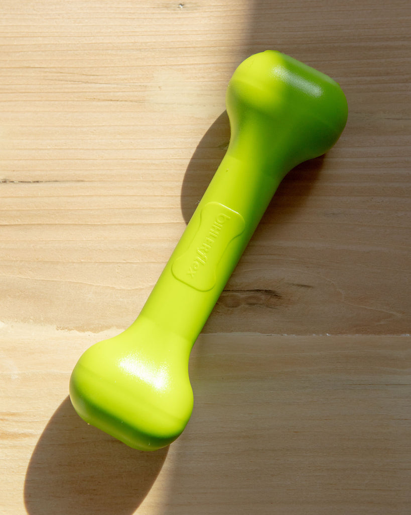The Perfect Bone Dog Toy in Safety Green (Made in the USA) Play JERSEY DOG CO.   