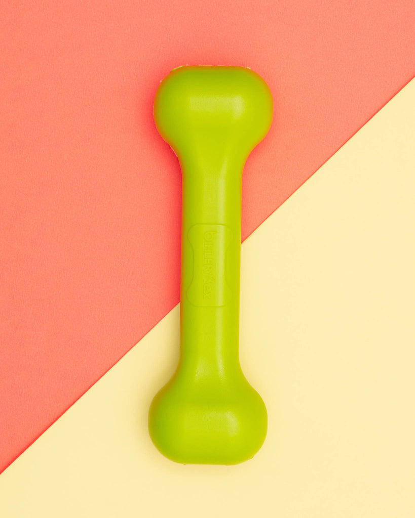 The Perfect Bone Dog Toy in Safety Green (Made in the USA) Play JERSEY DOG CO.   