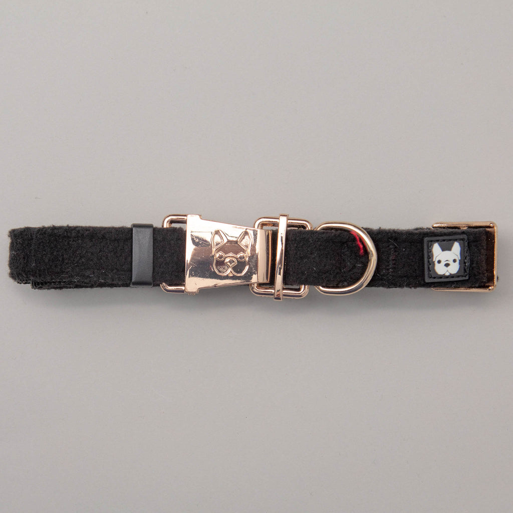 Aquafleece Water Repellant Dog Collar in Black (FINAL SALE) Walk SILVER PAW   