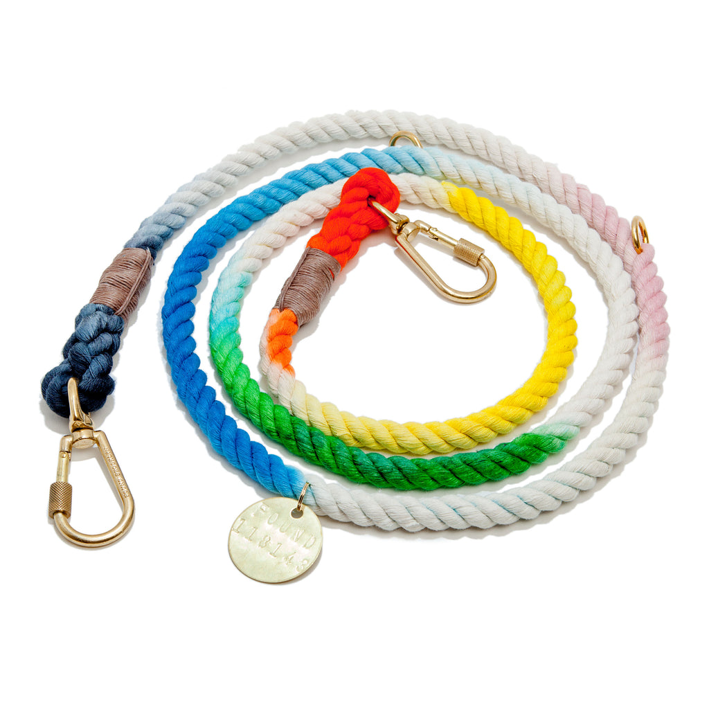 Adjustable Rope Lead in Dog & Co. Ombre (Made in the USA) WALK FOUND MY ANIMAL   