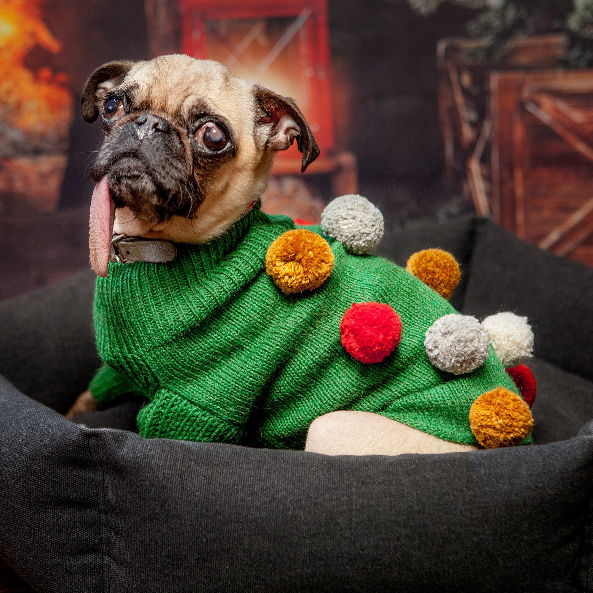 OEUF Green Pom Pom Sweater