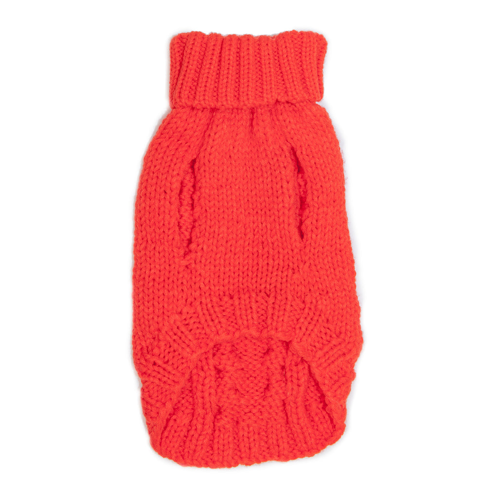 Hand Knit Turtleneck Sweater in Papaya Electric (Dog & Co. Exclusive) (FINAL SALE) Wear THE WORTHY DOG   