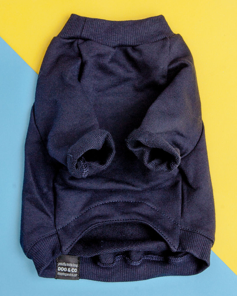 Cut-Sleeve Crewneck Pullover in New Navy<br>(Made in NYC!) Wear DOG & CO. COLLECTION   