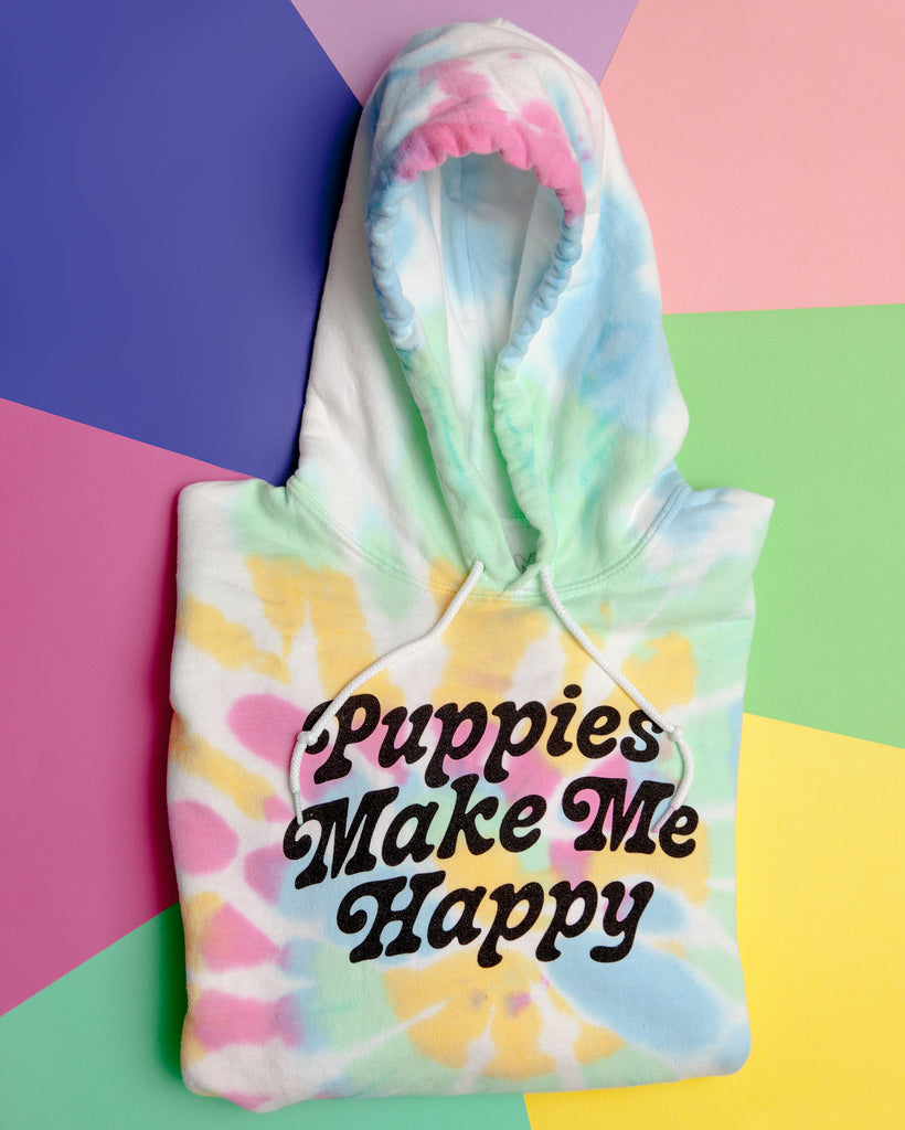 Puppies are Far Out Tie-Dye Unisex Hoodie Human PUPPIES MAKE ME HAPPY   