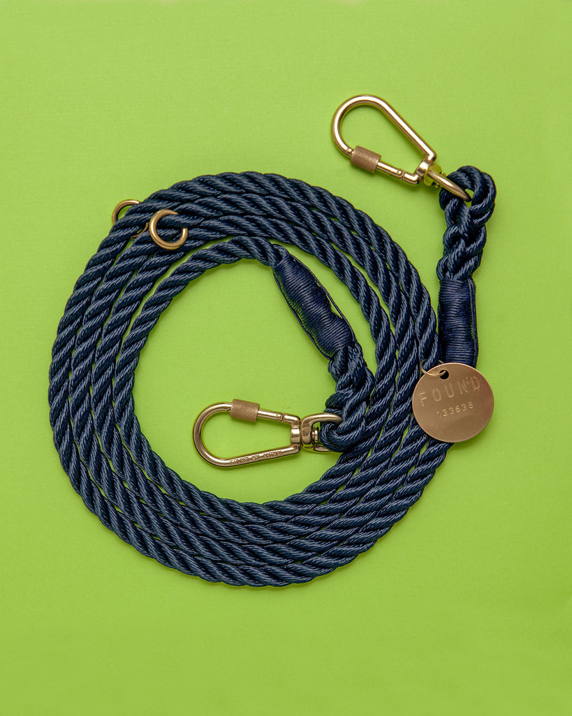 Adjustable Rope Lead in Navy WALK FOUND MY ANIMAL   