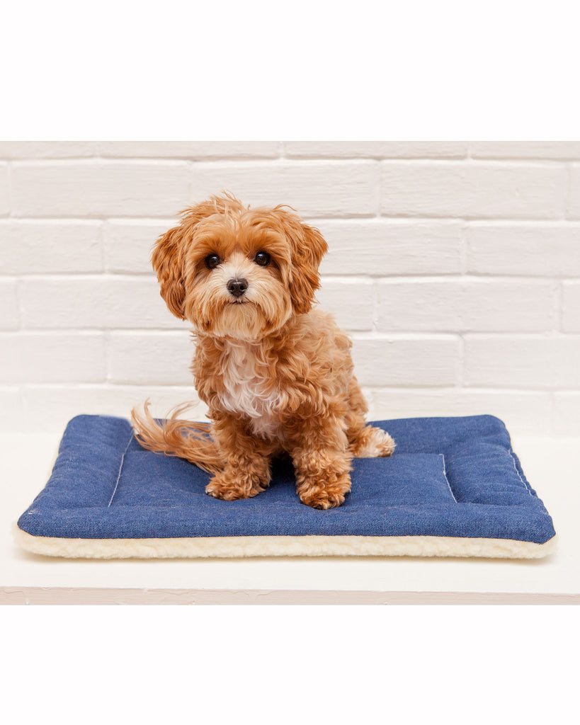 Blue Denim & Shearling Pet Napping Mat (Made in the USA) HOME MUTTS & MITTENS   