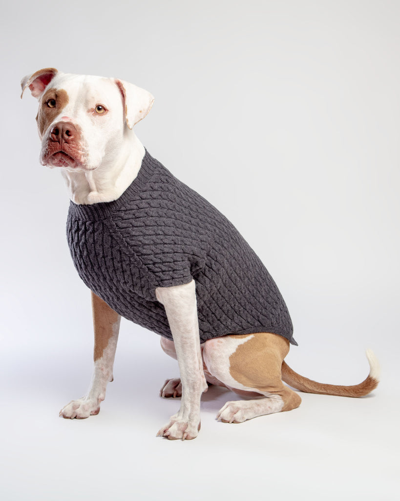 The Uptown Cable Knit Sweater in City Slush Grey Merino Wool (Made in NYC) Wear DOG & CO. COLLECTION   