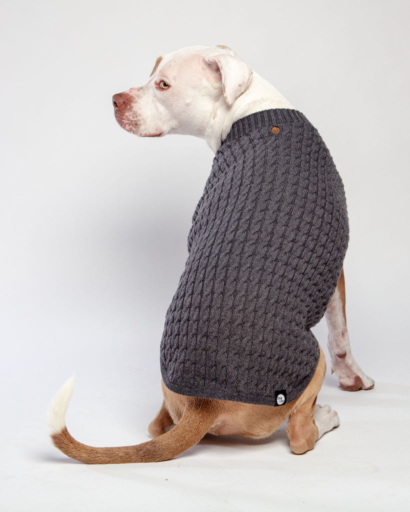 The Uptown Cable Knit Sweater in City Slush Grey Merino Wool (Made in NYC) Wear DOG & CO. COLLECTION   