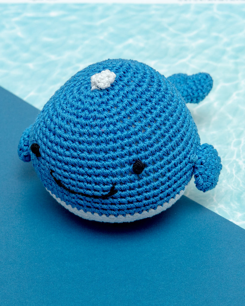 Knit Whale Squeaky Dog Toy Play DOGO   