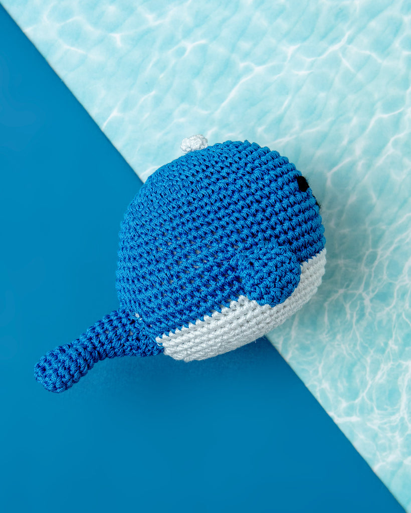 Knit Whale Squeaky Dog Toy Play DOGO   