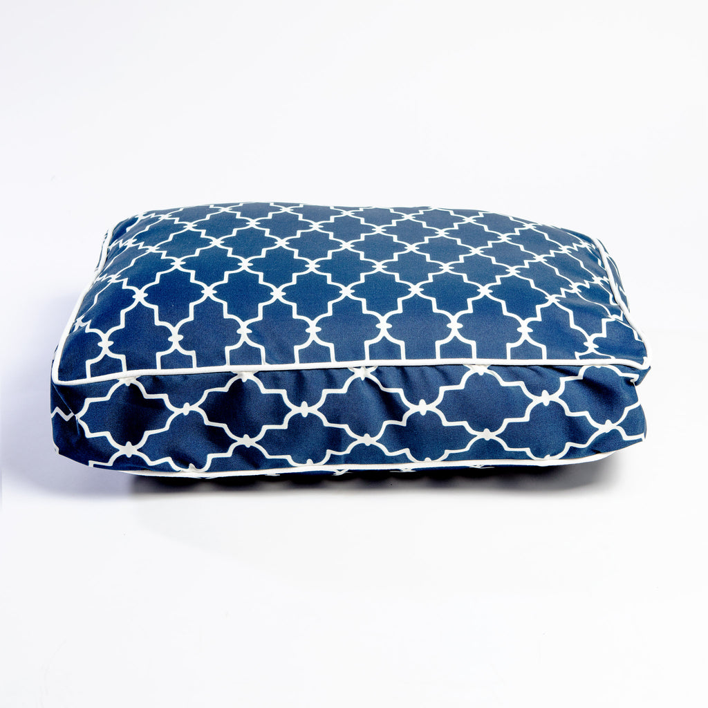Pool & Patio Outdoor Dog Bed in Garden Gate Navy (Made in the USA) << FINAL SALE >> HOME SNOOZER   