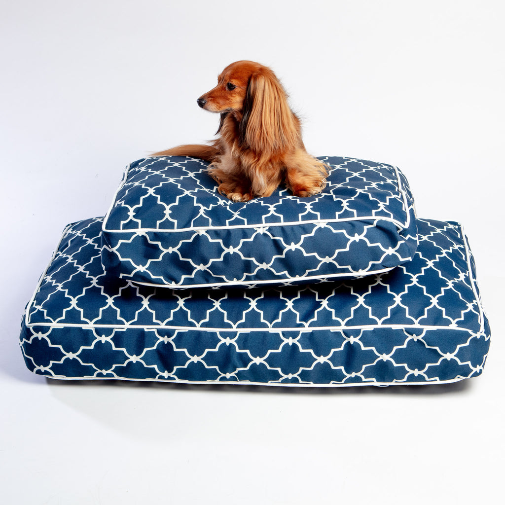 Pool & Patio Outdoor Dog Bed in Garden Gate Navy (Made in the USA) << FINAL SALE >> HOME SNOOZER   